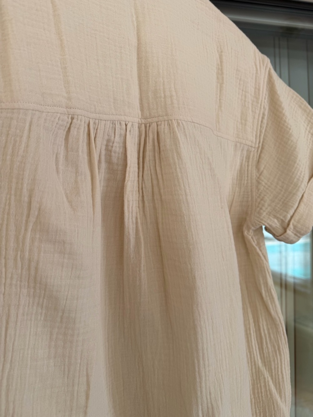 NWT The White Company Cream Short-Sleeve Button-Down Gauze Top - Picture 6 of 9